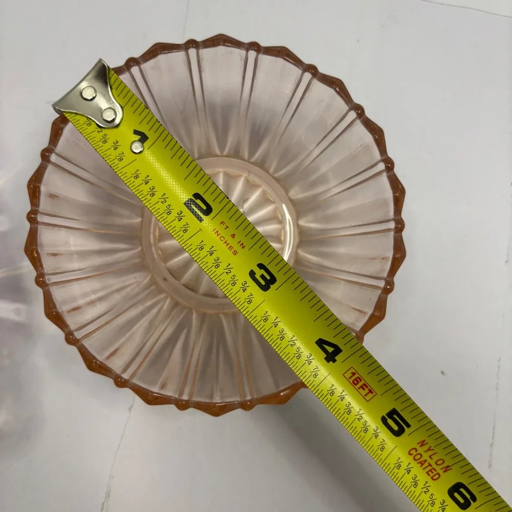 Vintage Pink Depression Glass Set Rose Candy Dish Ribbed Bowls 3 Piece Set